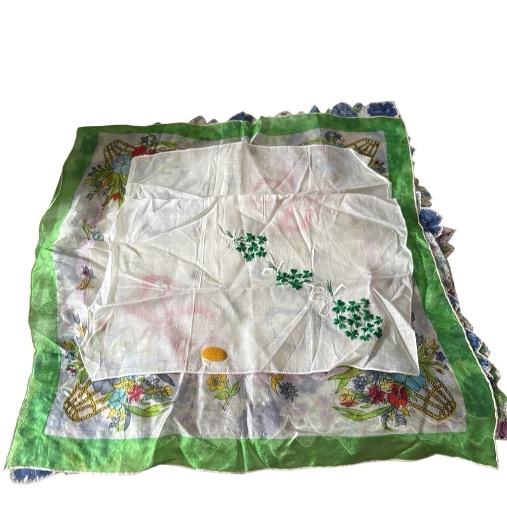 Vintage Handkerchief Hankie Bundle Lot Silk Cotton Made In Switzerland Floral